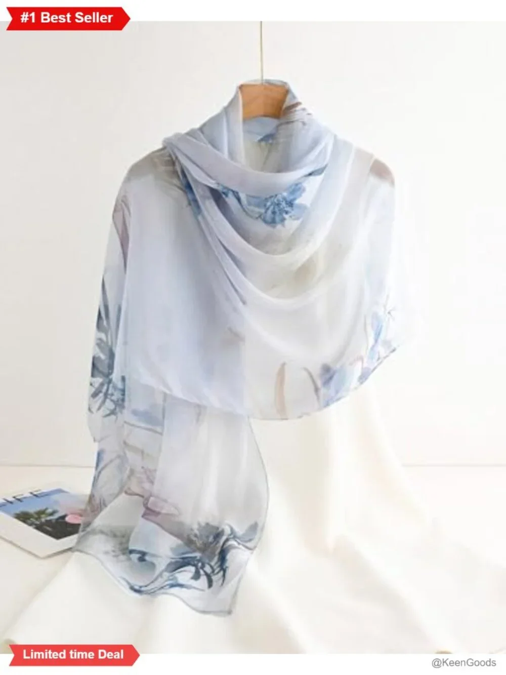 100% Mulberry Silk Chiffon Scarf Large Sheer Shawl Wrap Women Gift